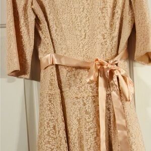 Elegant Lace Dress with Satin Bow